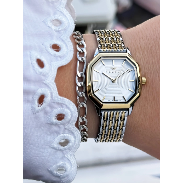 Ferro Sarı ve Gümüş Çelik Kordon Kadın Kol Saati FL21766A-D 3ATM Su Geçirmez 2 Yıl Garantili
