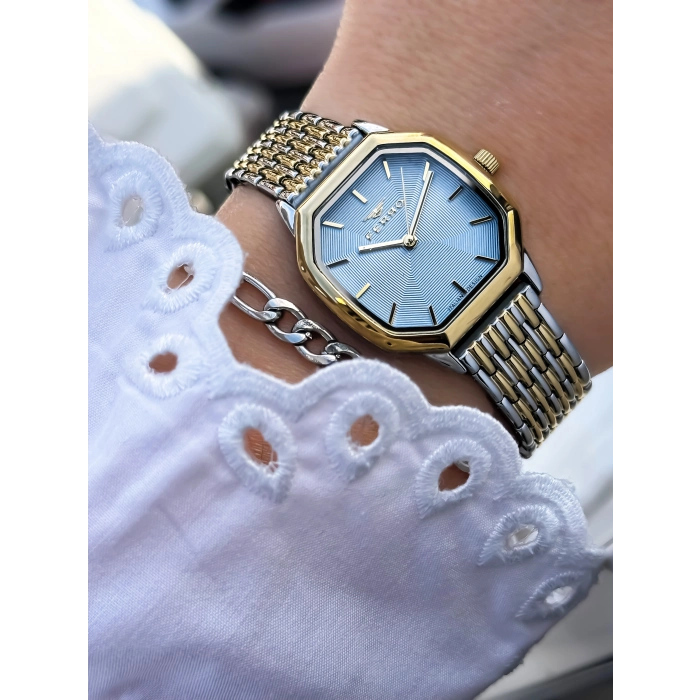 Ferro Sarı ve Gümüş Çelik Kordon Kadın Kol Saati FL21766A-D3 3ATM Su Geçirmez 2 Yıl Garantili