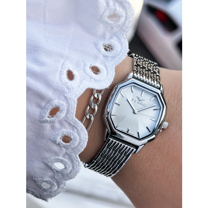 Ferro Gümüş Çelik Kordon Kadın Kol Saati FL21766A-A 3ATM Su Geçirmez 2 Yıl Garantili HediyePaket