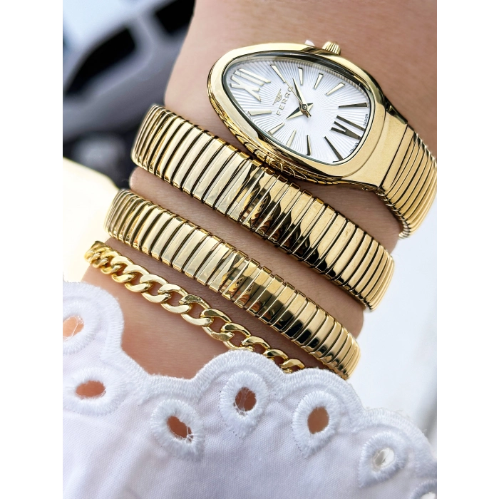 Ferro Sarı Çelik Kordon Kadın Kol Saati FL40167A-B 3ATM Su Geçirmez 2 Yıl Garantili HediyePaketli