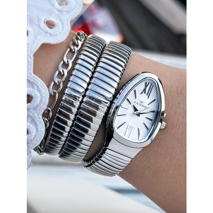 Ferro Gümüş Çelik Kordon Kadın Kol Saati FL40167A-A 3ATM Su Geçirmez 2 Yıl Garantili HediyePaketli