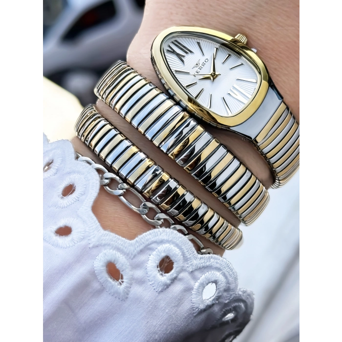 Ferro Sarı ve Gümüş Çelik Kordon Kadın Kol Saati FL40167A-D 3ATM Su Geçirmez 2 Yıl Garantili