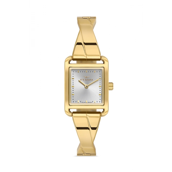 Ferro Sarı Çelik Kordon Kadın Kol Saati FL40155A-B 3ATM Su Geçirmez 2 Yıl Garantili HediyePaketli