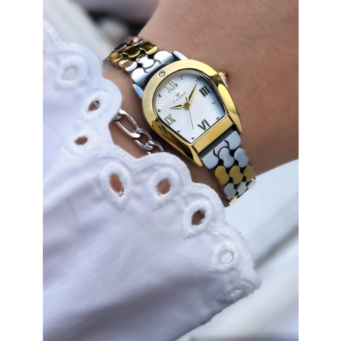 Ferro Sarı ve Gümüş Çelik Kordon Kadın Kol Saati FL88211A-D 3 ATM Su Geçirmez 2 Yıl Garantili Hediye Paketli