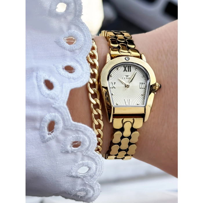 Ferro Sarı Çelik Kordon Kadın Kol Saati FL88211A-B4 3 ATM Su Geçirmez 2 Yıl Garantili Hediye Paketli