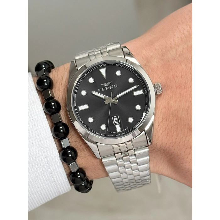 Ferro Gümüş Çelik Kordon Erkek Kol Saati F11567A-A2 3ATM Su Geçirmez 2 Yıl Garantili HediyePaketli