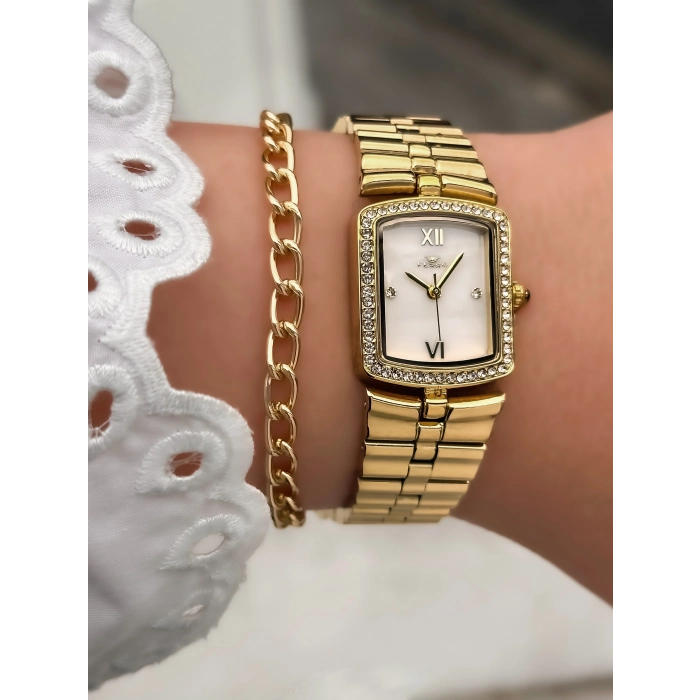 Ferro Sarı Çelik Kordon Kadın Kol Saati FL88744A-B 3 ATM Su Geçirmez 2 Yıl Garantili Hediye Paketli