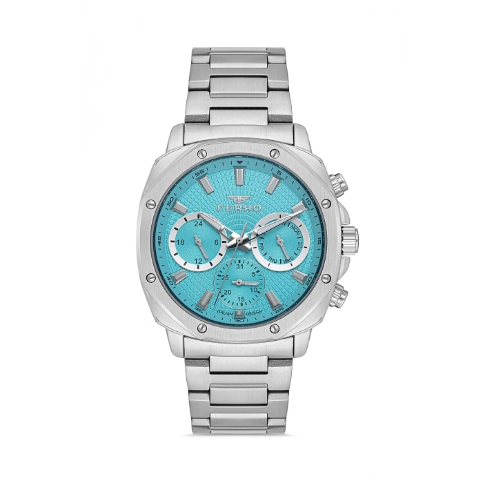 Ferro Gümüş Çelik Kordon Erkek Kol Saati F11386A-A15 3 ATM Su Geçirmez 2 Yıl Garantili HediyePaketli