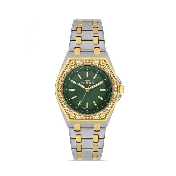 Ferro Sarı ve Gümüş Kordon Çelik Kordon Kadın Kol Saati FL21609A-D6 3ATM SuGeçirmez 2 YılGarantili