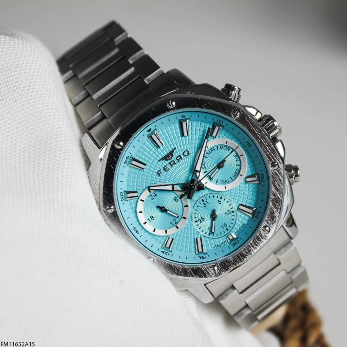 Ferro Gümüş Çelik Kordon Erkek Kol Saati F11386A-A15 3 ATM Su Geçirmez 2 Yıl Garantili HediyePaketli