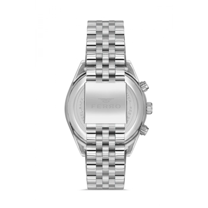 Ferro Gümüş Çelik Kordon Erkek Kol Saati FM43027A-A2 Tüm Fonksiyonlar Aktif 3ATM Su Geçirmez
