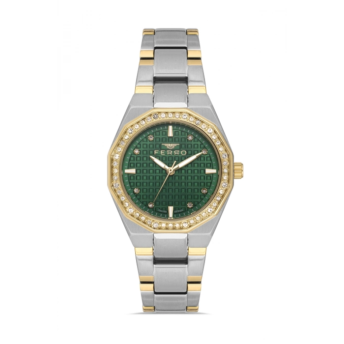 Ferro Sarı ve Gümüş Çelik Kordon Kadın Kol Saati FL43030A-D6 3ATM Su Geçirmez 2 Yıl Garantili