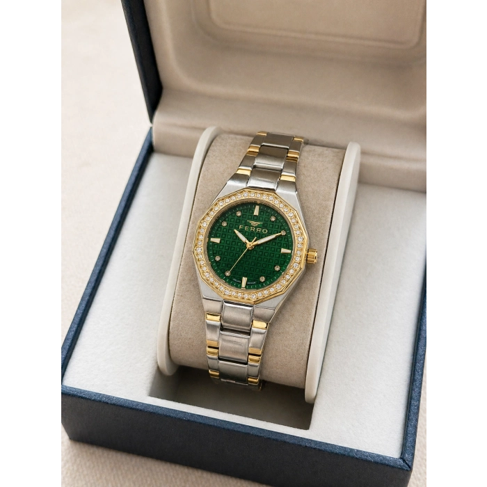 Ferro Sarı ve Gümüş Çelik Kordon Kadın Kol Saati FL43030A-D6 3ATM Su Geçirmez 2 Yıl Garantili