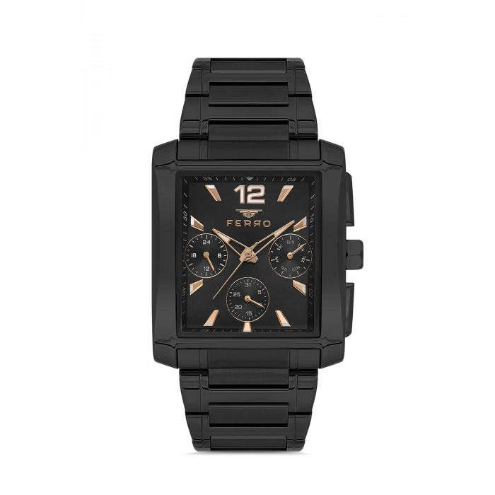 Ferro Rose and Silver Steel Strap Mens Wristwatch F11288A-E