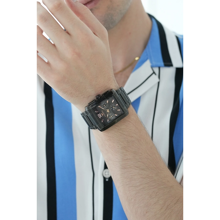 Ferro Rose and Silver Steel Strap Mens Wristwatch F11288A-E