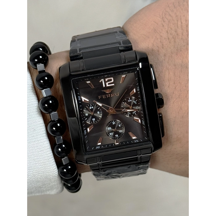Ferro Rose and Silver Steel Strap Mens Wristwatch F11288A-E