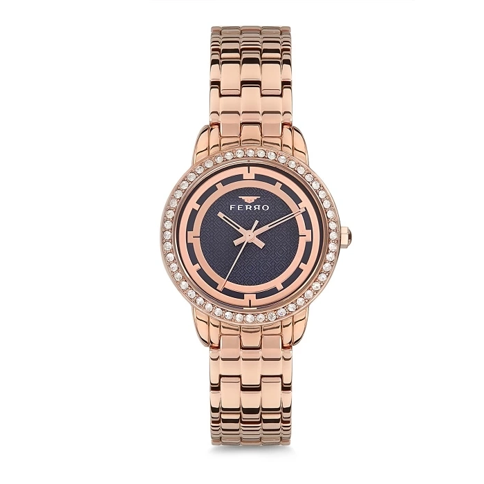 Ferro Rose Çelik Kordon Kadın Kol Saati F61563-606-C2 3ATM Su Geçirmez 2 Yıl Garantili HediyePaketli