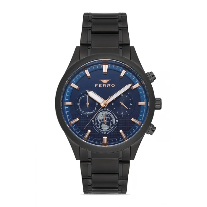 Ferro Gri Çelik Kordon Erkek Kol Saati FM11215A-V3 Fonksiyonları Aktif 3ATM SuGeçirmez HediyePaket