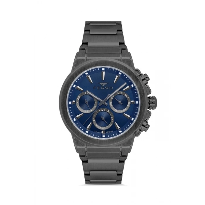 Ferro Gri Çelik Kordon Erkek Kol Saati FM40123A-V Tüm Fonksiyonlar Aktif 3 ATM Su Geçirmez