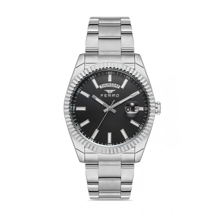 Ferro Gümüş Çelik Kordon Erkek Kol Saati F11211A-A2 3ATM Su Geçirmez 2Yıl Garantili Hediye Paketli