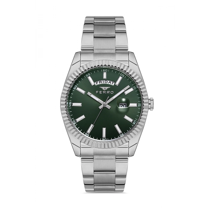 Ferro Gümüş Çelik Kordon Erkek Kol Saati F11211A-A6 3ATM Su Geçirmez 2Yıl Garantili Hediye Paketli