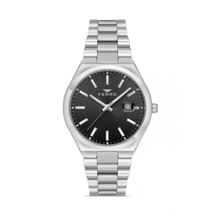 Ferro Gümüş Çelik Kordon Erkek Kol Saati F11386A-A2 3 ATM Su Geçirmez 2 Yıl Garantili Hediye Paketli