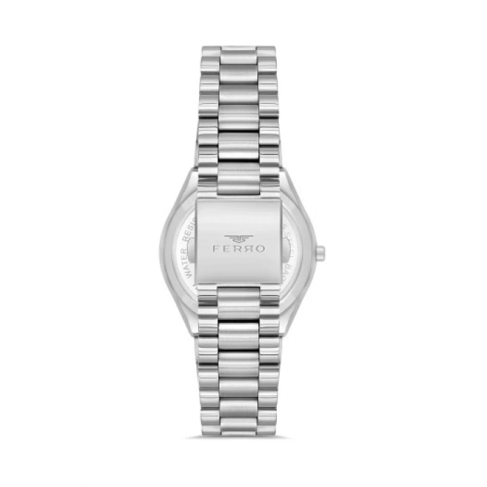 Ferro Gümüş Çelik Kordon Erkek Kol Saati F11386A-A2 3 ATM Su Geçirmez 2 Yıl Garantili Hediye Paketli