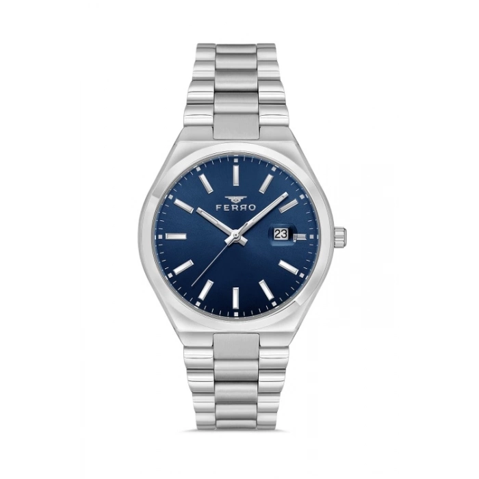 Ferro Gümüş Çelik Kordon Erkek Kol Saati F11386A-A3 3 ATM Su Geçirmez 2 Yıl Garantili Hediye Paketli