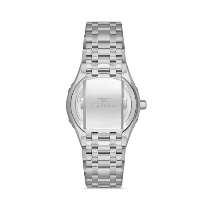 Ferro Gümüş Çelik Kordon Erkek Kol Saati F11484A-A15 3ATM Su Geçirmez 2 Yıl Garantili Hediye Paketli