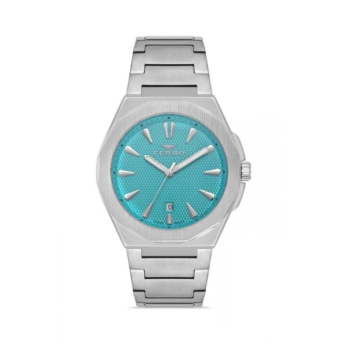 Ferro Gümüş Çelik Kordon Erkek Kol Saati F11498AWT-A15 3ATM Su Geçirmez 2 YılGarantili HediyePaketli