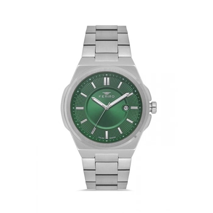 Ferro Gümüş Çelik Kordon Erkek Kol Saati F11500AWT-A6 3ATM Su Geçirmez 2 Yıl Garantili HediyePaketli