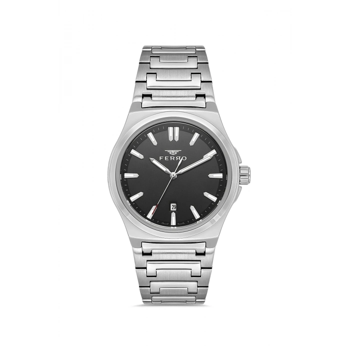 Ferro Gümüş Çelik Kordon Erkek Kol Saati F11503AWT-A2 3ATM Su Geçirmez 2 Yıl Garantili HediyePaketli
