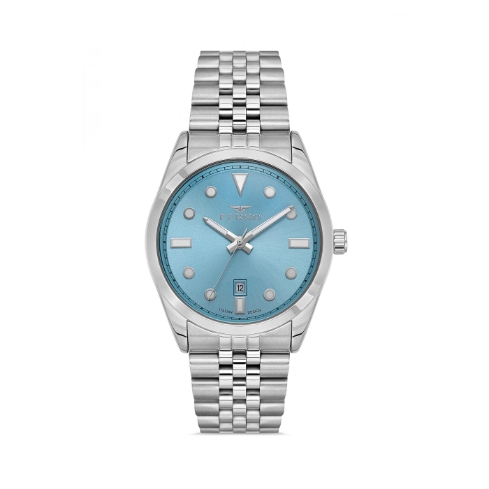 Ferro Gümüş Çelik Kordon Erkek Kol Saati F11567AWT-A15 3ATM SuGeçirmez 2 Yıl Garantili HediyePaketli