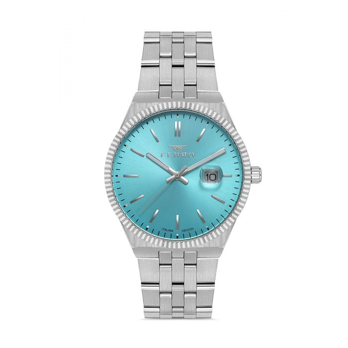 Ferro Gümüş Çelik Kordon Erkek Kol Saati F11569AWT-A15 3ATM Su Geçirmez 2 YılGarantili HediyePaketli