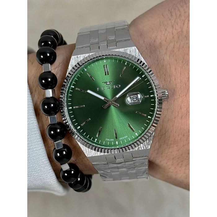 Ferro Gümüş Çelik Kordon Erkek Kol Saati F11569AWT-A6 3ATM Su Geçirmez 2 Yıl Garantili HediyePaketli