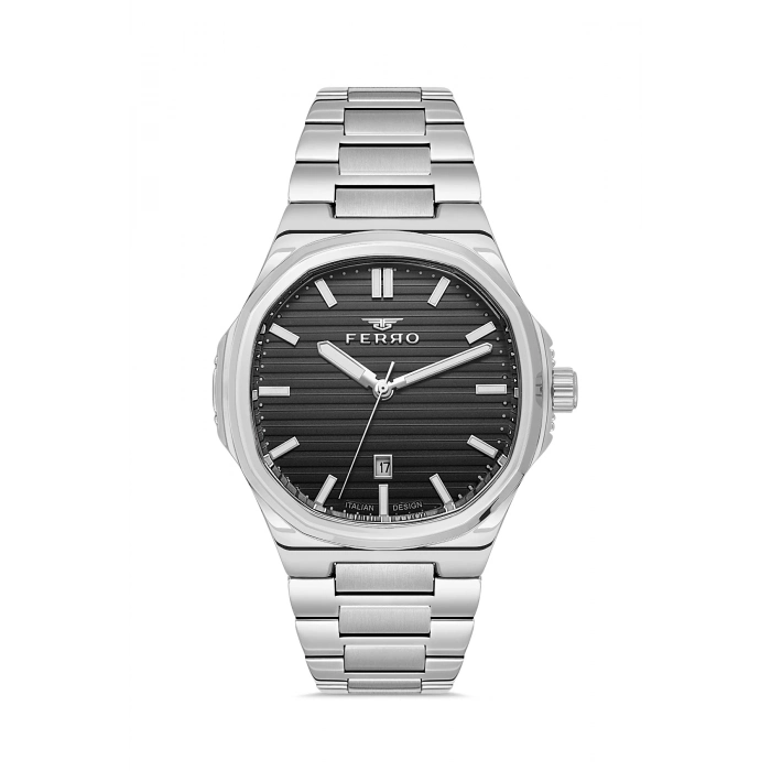 Ferro Gümüş Çelik Kordon Erkek Kol Saati F11648AWT-A2 Fonksiyonları Aktif 3 ATM Su Geçirmez