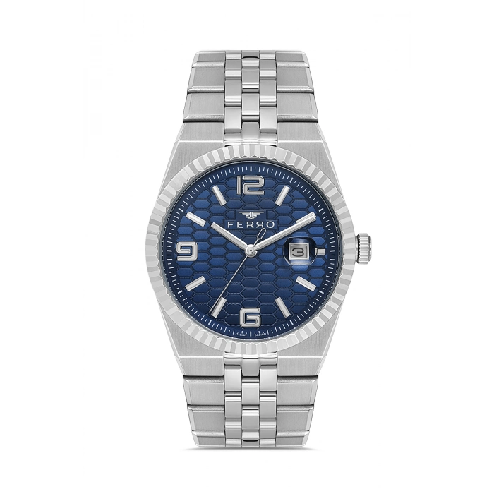 Ferro Gümüş Çelik Kordon Erkek Kol Saati F43032A-A3 3ATM Su Geçirmez 2 Yıl Garantili HediyePaketli