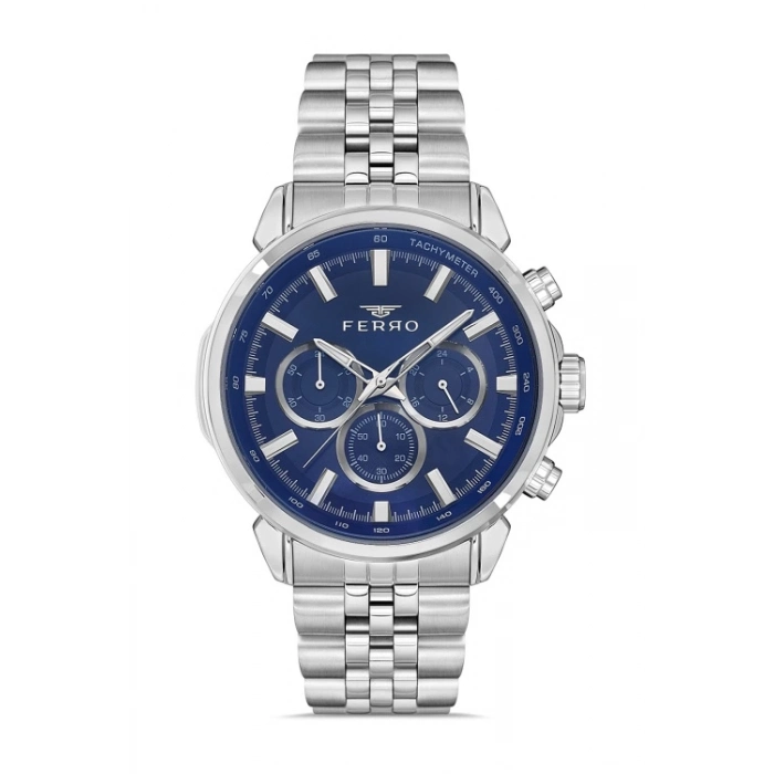 Ferro Gümüş Çelik Kordon Erkek Kol Saati FM11375A-A3 Fonksiyonları Aktif 3ATM Su Geçirmez