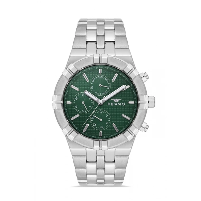 Ferro Gümüş Çelik Kordon Erkek Kol Saati FM11378AWT-A6 Fonksiyonları Aktif 3ATM Su Geçirmez