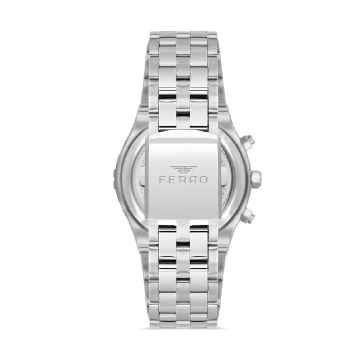 Ferro Gümüş Çelik Kordon Erkek Kol Saati FM11378AWT-A6 Fonksiyonları Aktif 3ATM Su Geçirmez