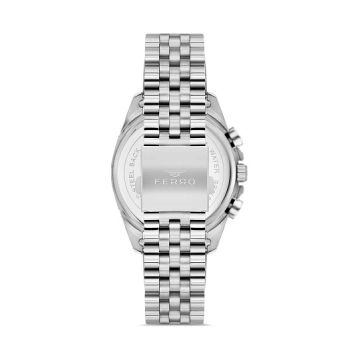 Ferro Gümüş Çelik Kordon Erkek Kol Saati FM11391A-A2 Fonksiyonları Aktif 3ATM Su Geçirmez