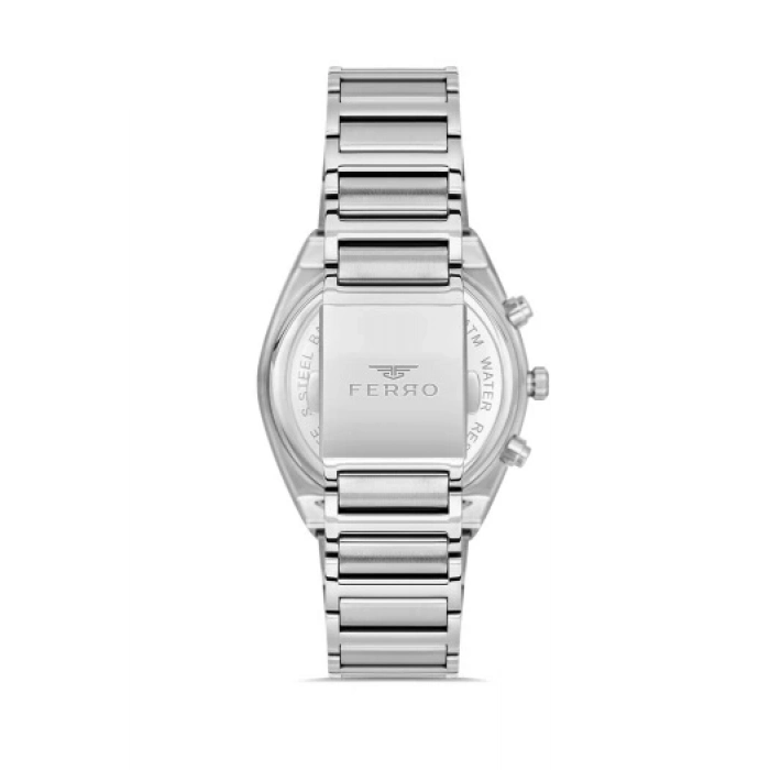 Ferro Gümüş Çelik Kordon Erkek Kol Saati FM11451A-A15 Fonksiyonları Aktif 3ATM Su Geçirmez