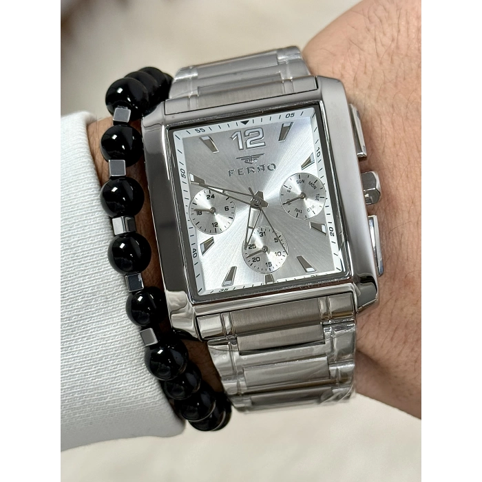 Ferro Gümüş Çelik Kordon Erkek Kol Saati FM11465AWT-A Fonksiyonları Aktif 3ATM Su Geçirmez