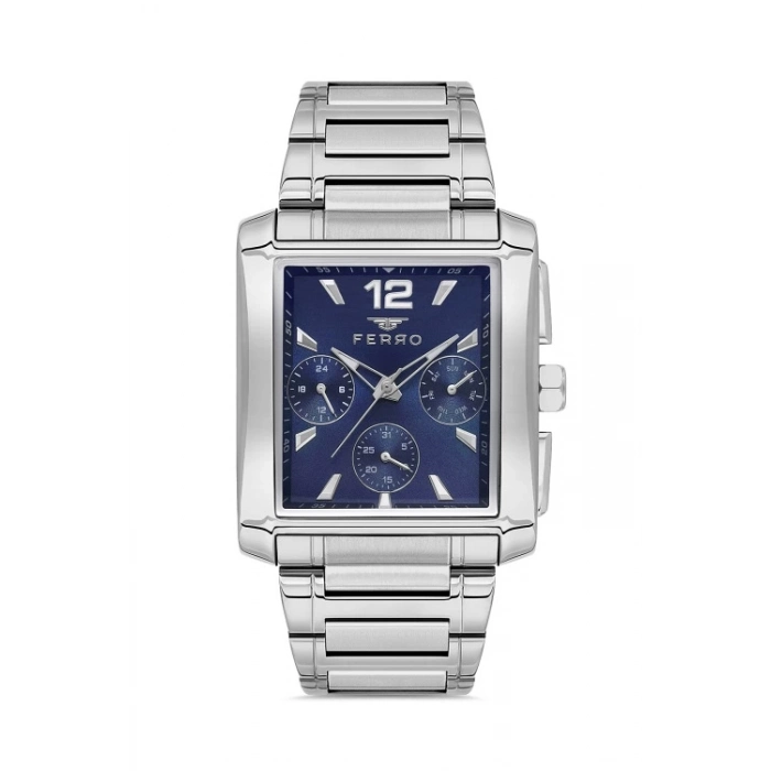 Ferro Gümüş Çelik Kordon Erkek Kol Saati FM11465AWT-A3 Fonksiyonları Aktif 3ATM Su Geçirmez