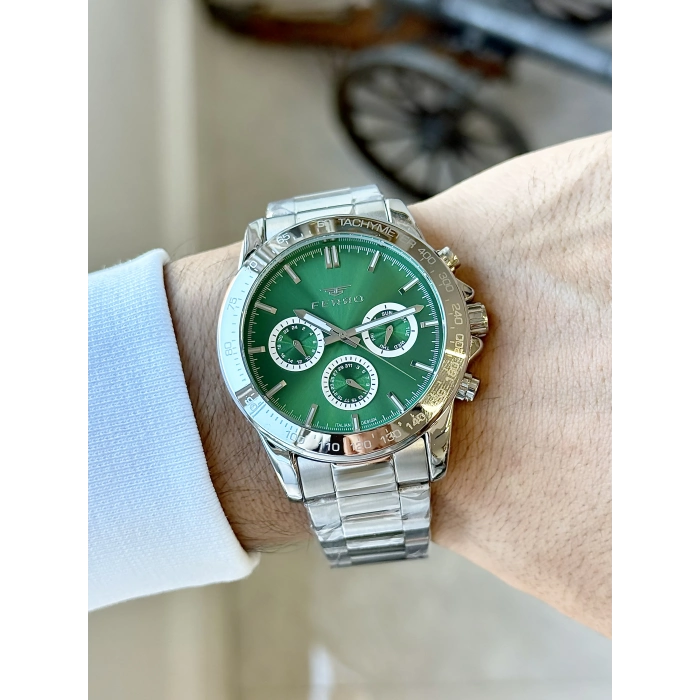 Ferro Gümüş Çelik Kordon Erkek Kol Saati FM11468AWT-A6 Fonksiyonları Aktif 3ATM Su Geçirmez