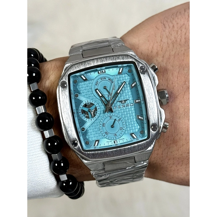 Ferro Gümüş Çelik Kordon Erkek Kol Saati FM11485A-A15 Fonksiyonları Aktif 3ATM Su Geçirmez