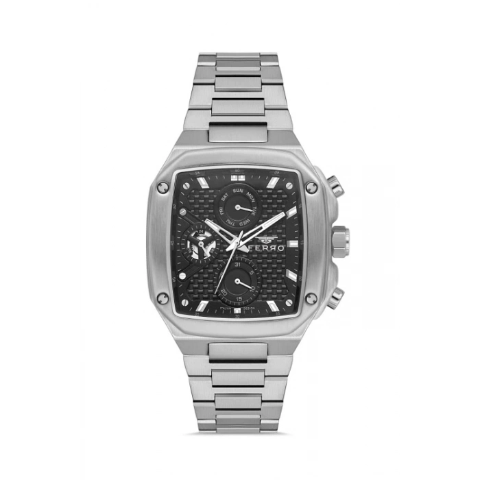 Ferro Gümüş Çelik Kordon Erkek Kol Saati FM11485A-A2 Fonksiyonları Aktif 3ATM Su Geçirmez