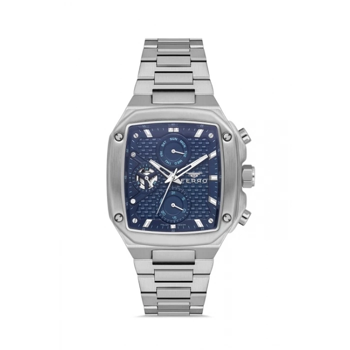 Ferro Gümüş Çelik Kordon Erkek Kol Saati FM11485A-A3 Fonksiyonları Aktif 3ATM Su Geçirmez