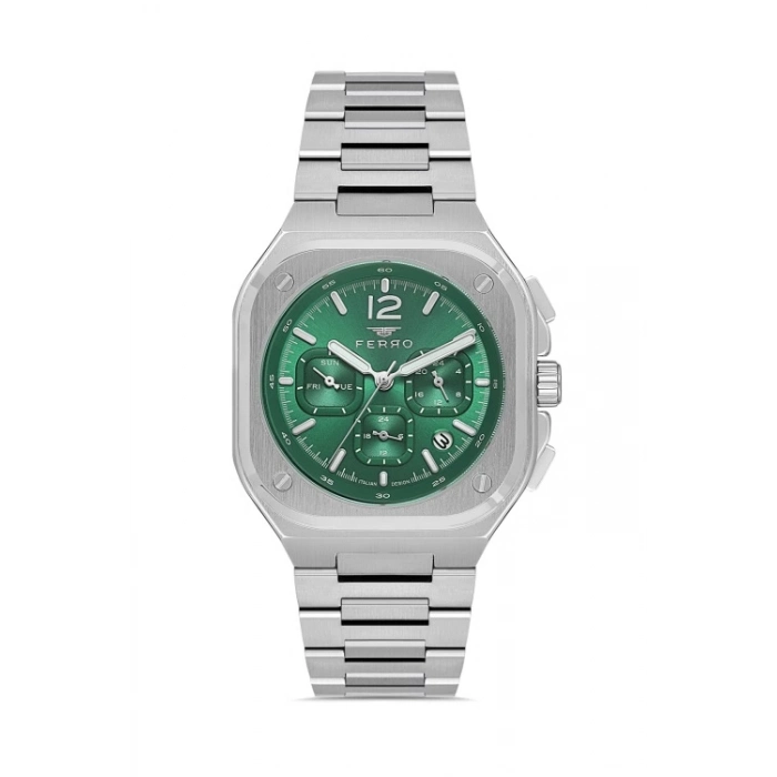 Ferro Gümüş Çelik Kordon Erkek Kol Saati FM11497AWT-A6 Fonksiyonları Aktif 3ATM Su Geçirmez