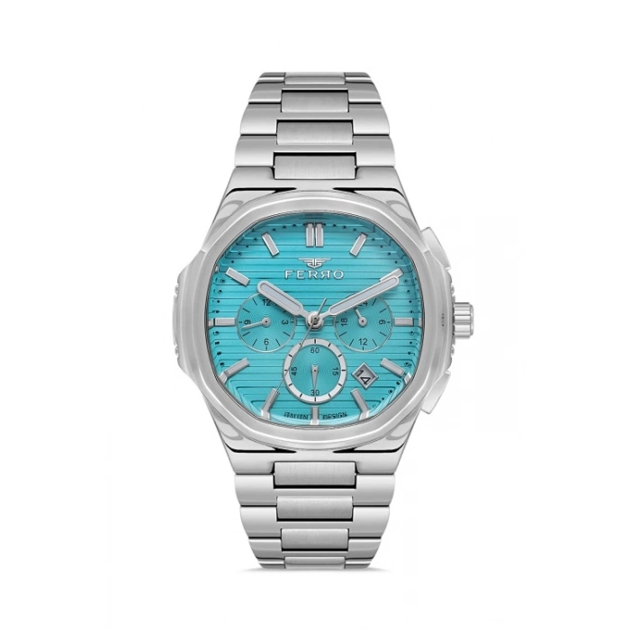 Ferro Gümüş Çelik Kordon Erkek Kol Saati FM11499A-A15 Fonksiyonları Aktif 3ATM Su Geçirmez